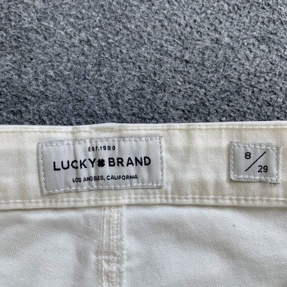 Lucky Brand Jeans Womens 8 White Denim Bridgette Crop High Rise Cut Off Hem - Picture 8 of 13